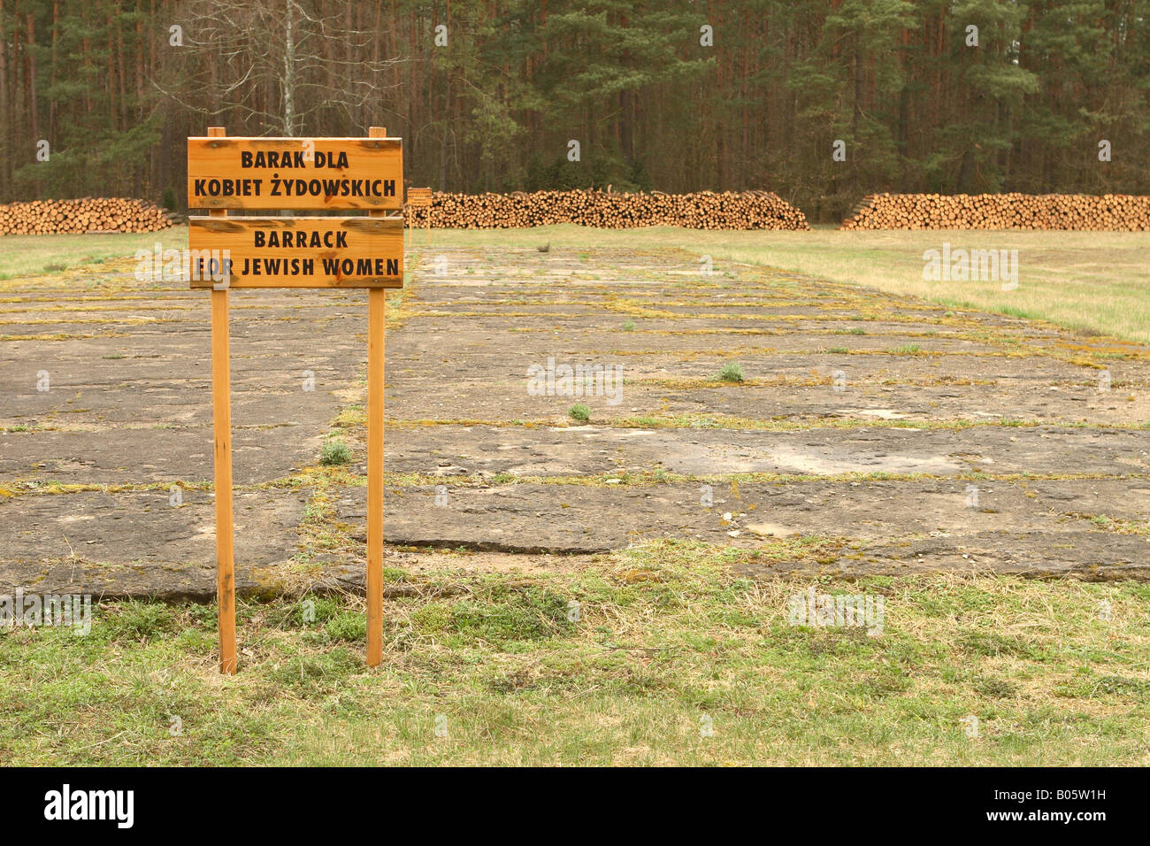 Treblinka Poland site of barracks for Jewish women prisoners at the penal forced labour work concentration camp Stock Photo