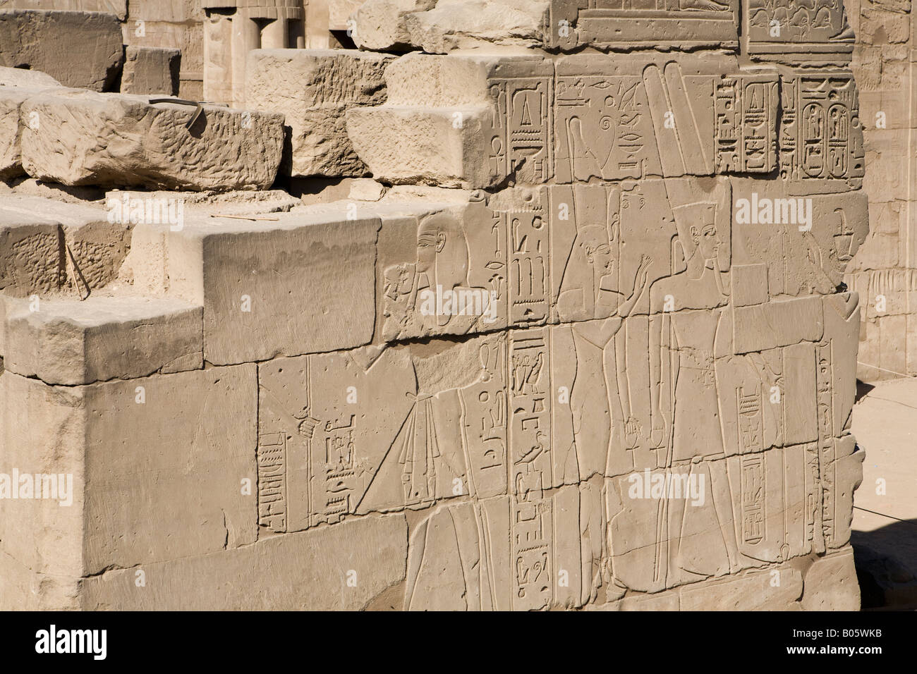 Carved relief blocks at Luxor Temple Egypt Stock Photo Alamy
