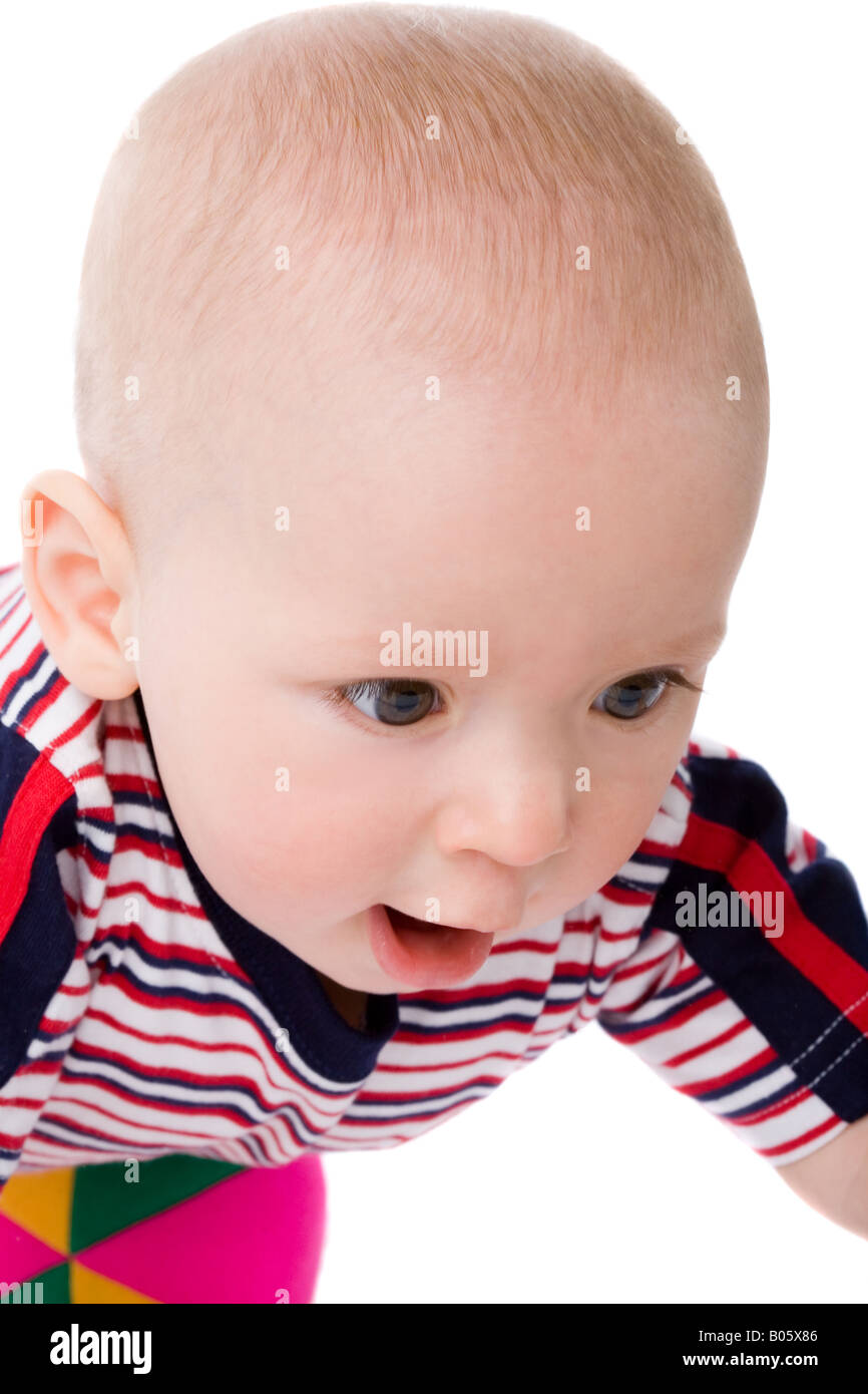 the portrait of little boy on white background Stock Photo - Alamy