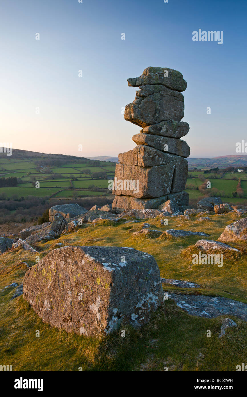 Bowermans Nose granite outcrop in Dartmoor National Park Devon England Stock Photo
