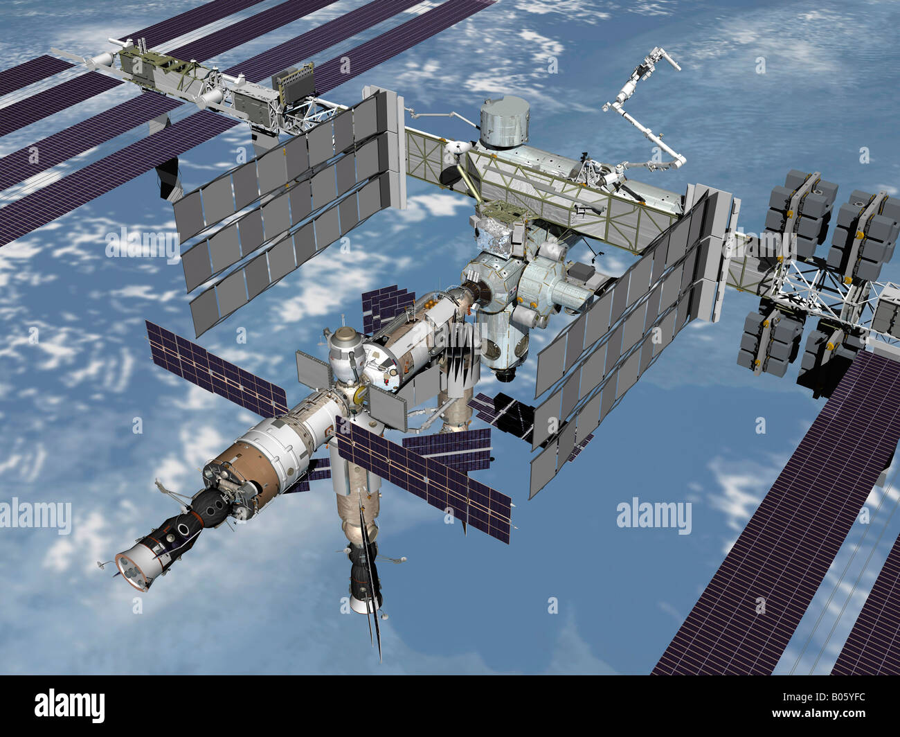 Computer generated view of the International Space Station. Stock Photo