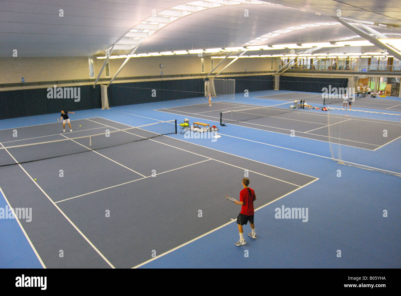 Indoor courts, National Tennis Centre, Priory Lane, Roehampton, London Borough of Wandsworth, Greater London, England, United Kingdom Stock Photo