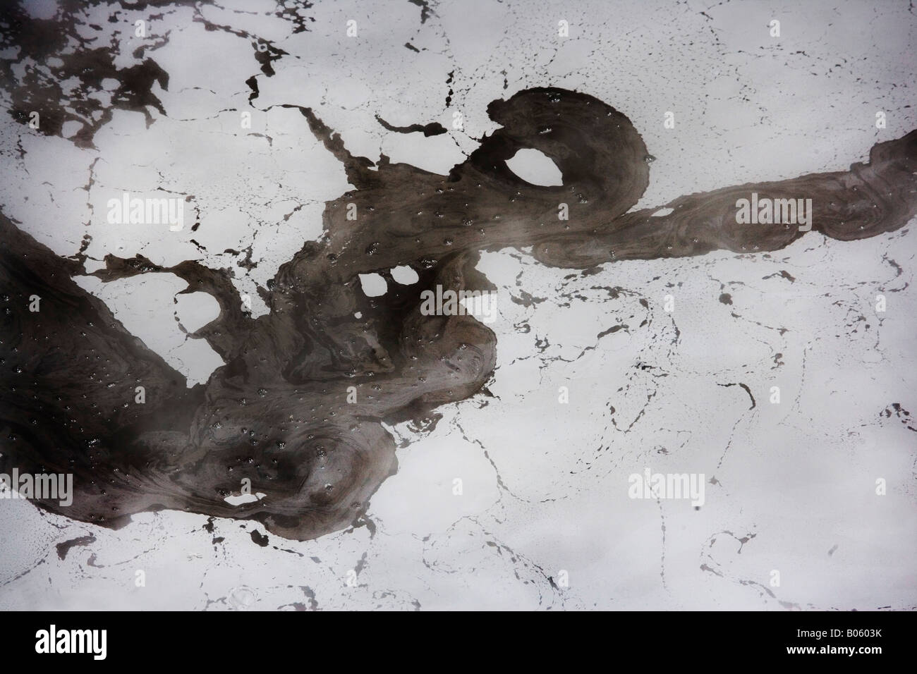 Hot mud pools boiling on the surface at Wai O Tapu Sacred Waters, Rotorua area, North Island, New Zealand Stock Photo