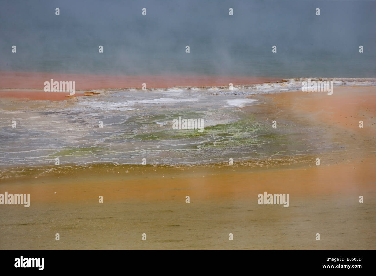 Thermal pool whose pastal colours are caused by natural minerals bubbling to the surface and reacting with the atmosphere. Stock Photo