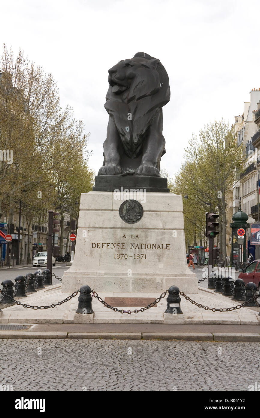 The Lion of Belfort sculpture Denfert Rochereau, Paris, France Stock