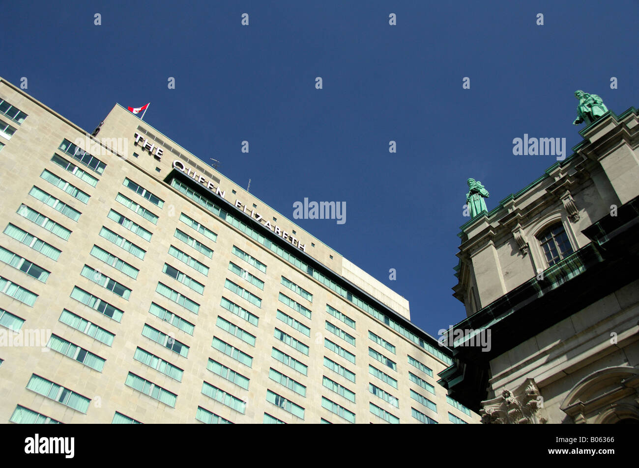 Canada, Quebec, Montreal. Mary Queen of the World Cathedral, Fairmont Queen Elizabeth Hotel. Stock Photo