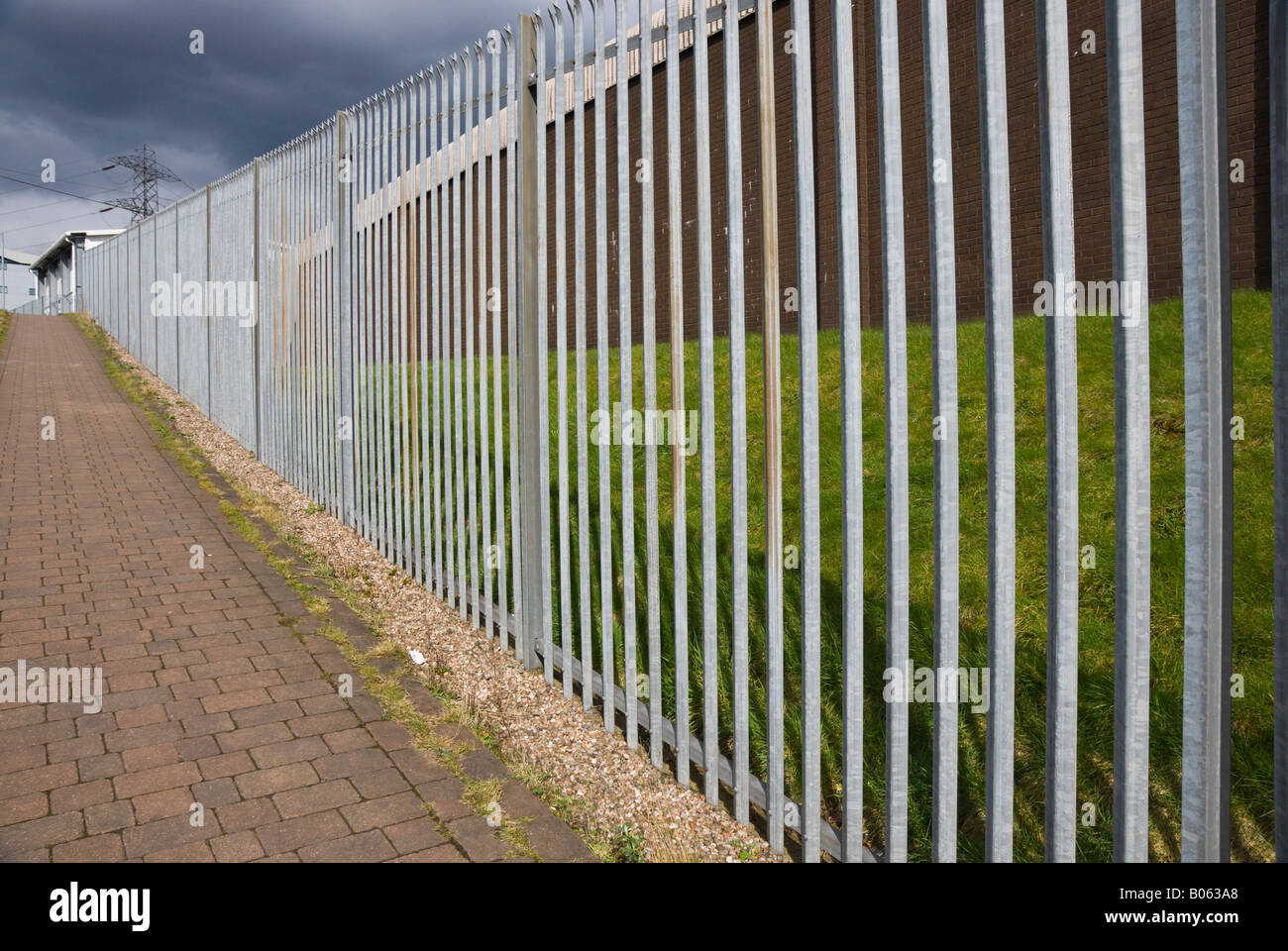 Industrial estate security fence galvanised steel Stock Photo Alamy