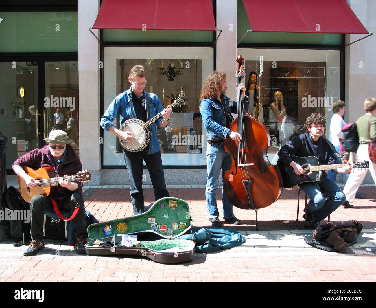 Street band playing music Grafton Street Dublin Ireland Stock Photo Alamy
