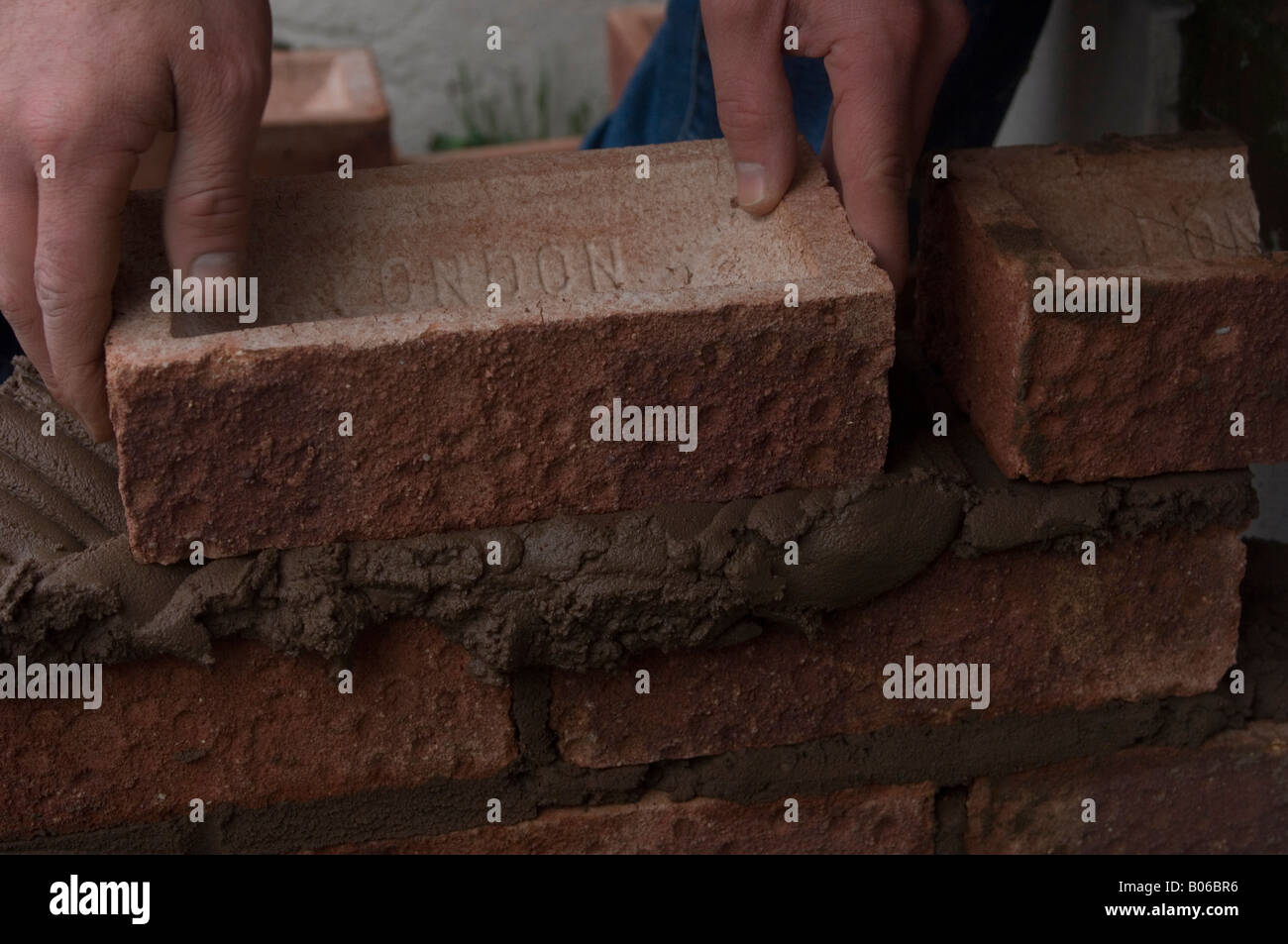 DIY How to build a brick wall Stock Photo Alamy