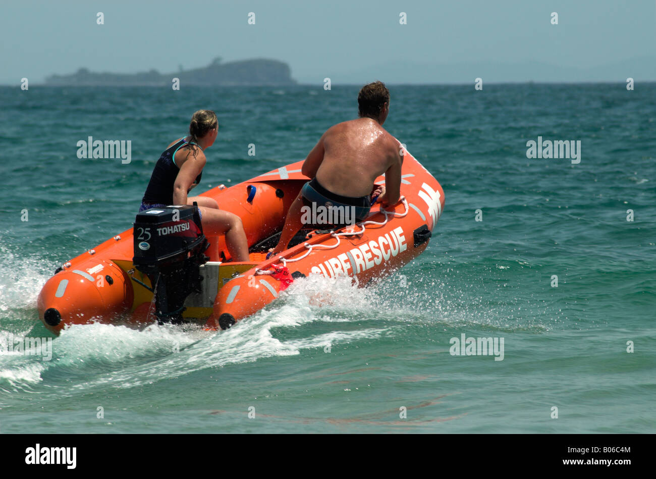Surf lifesaving demonstration at Mooloolaba on the Sunshine Coast, Queensland, Australia Stock Photo