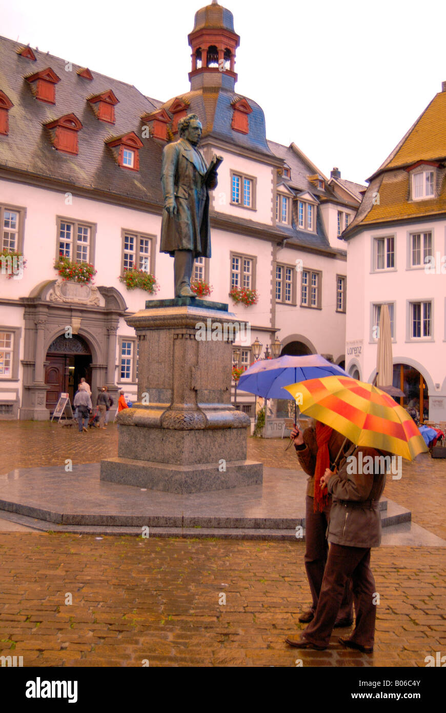 Europe, Germany, Rheinland-Pfalz, Koblenz, Old town, Jesuit Square with statue of Johannes Muller 1801-1858 Stock Photo