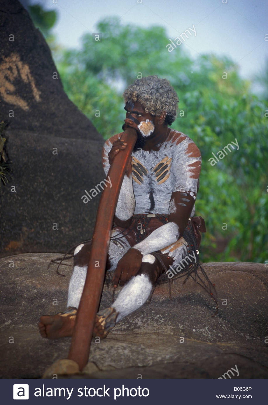 Aborigine Playing Didgeridoo Stock Photos & Aborigine Playing