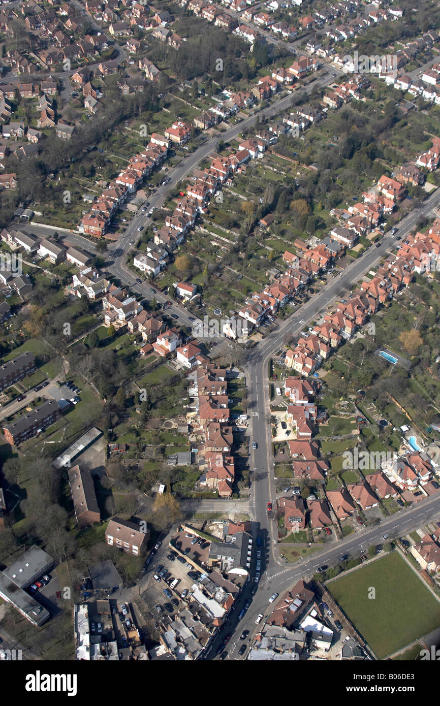 Aerial view north west of Broadway Gardens Monk hams Avenue suburban houses Redbridge London IG8 England UK High level oblique Stock Photo