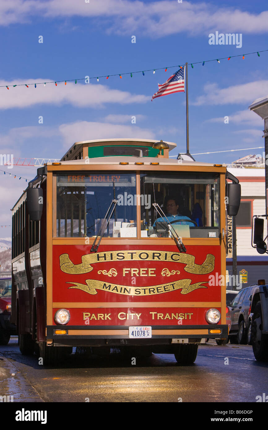 PARK CITY UTAH USA - Free trolley on Main Street Stock Photo