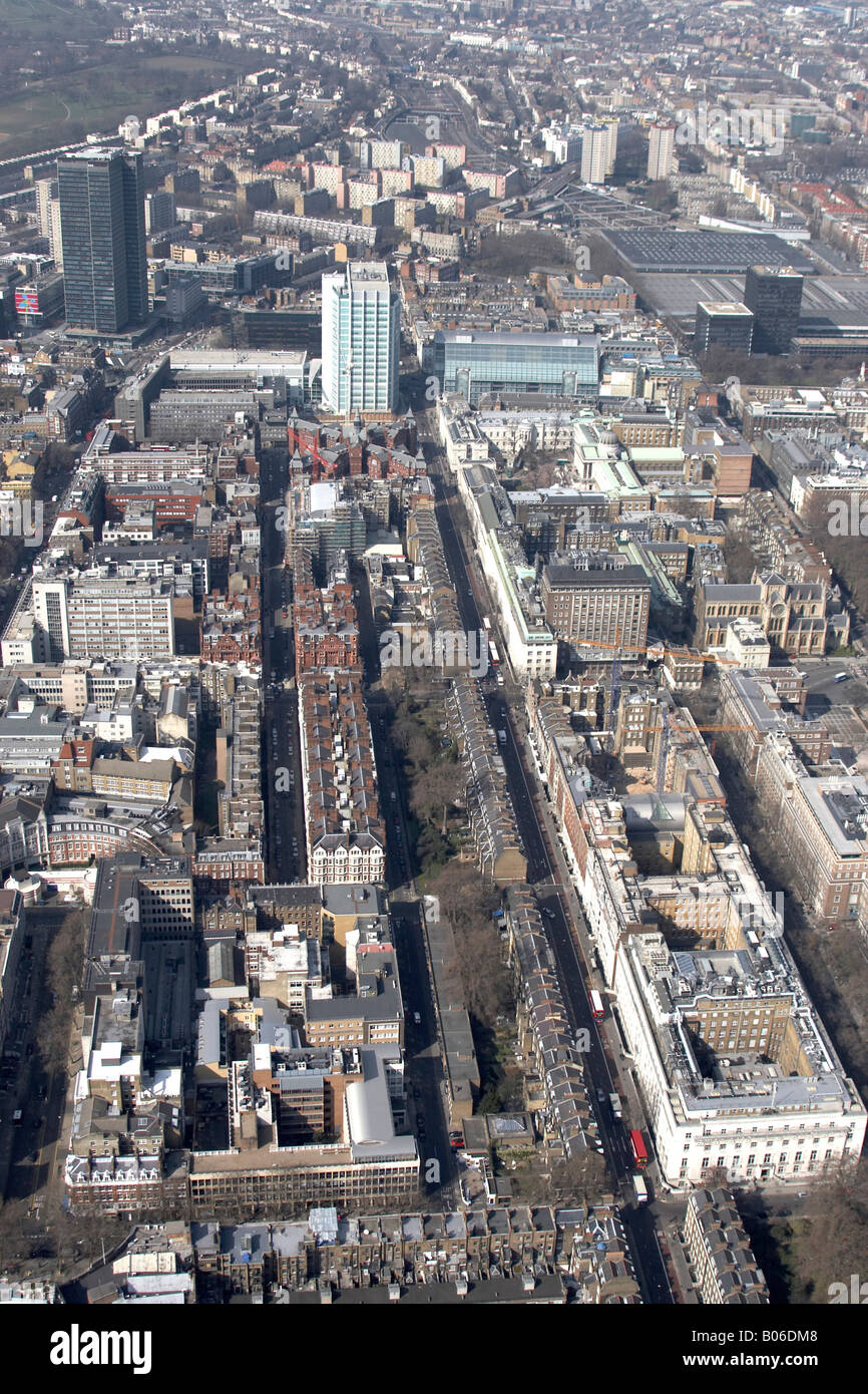 Aerial view north west of University College Hospital University College London Euston Station Inland Revenue Office Euston Road Stock Photo