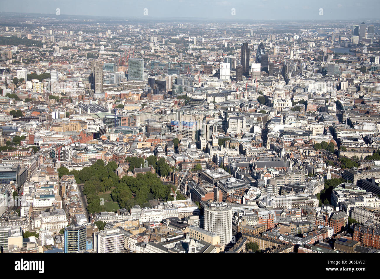 Aerial view east of Lincoln s Inn Fields Holborn and The City of London WC2 EC2 EC3 EC4 England UK Stock Photo