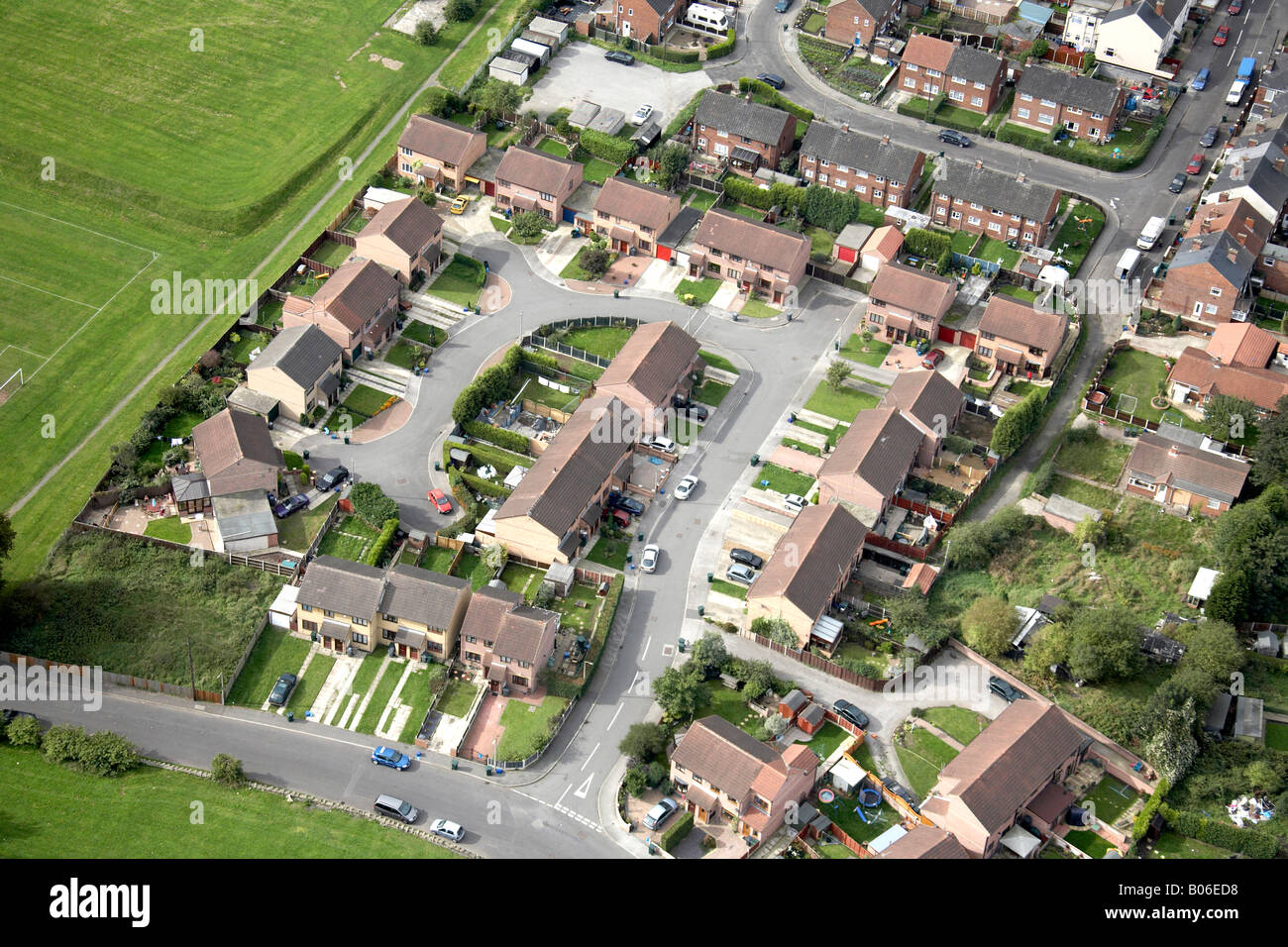 Aerial view south west of suburban housing Sheffield S9 South Yorkshire ...