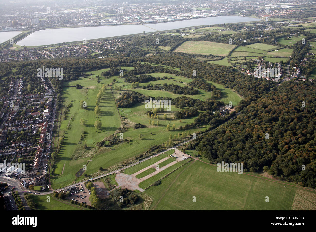 Aerial view north west of King s Reservoir Royal Epping Forest