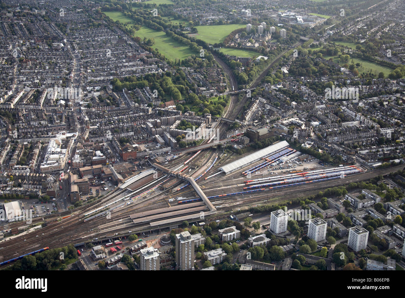 Aerial view west of Clapham Junction railway lines Wandsworth Common Stock Photo 17353683 Alamy