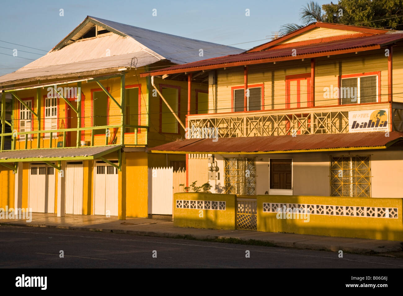 Panama, Bocas del Toro Province, Colon Island  (Isla Colon), Hotels in main street Stock Photo