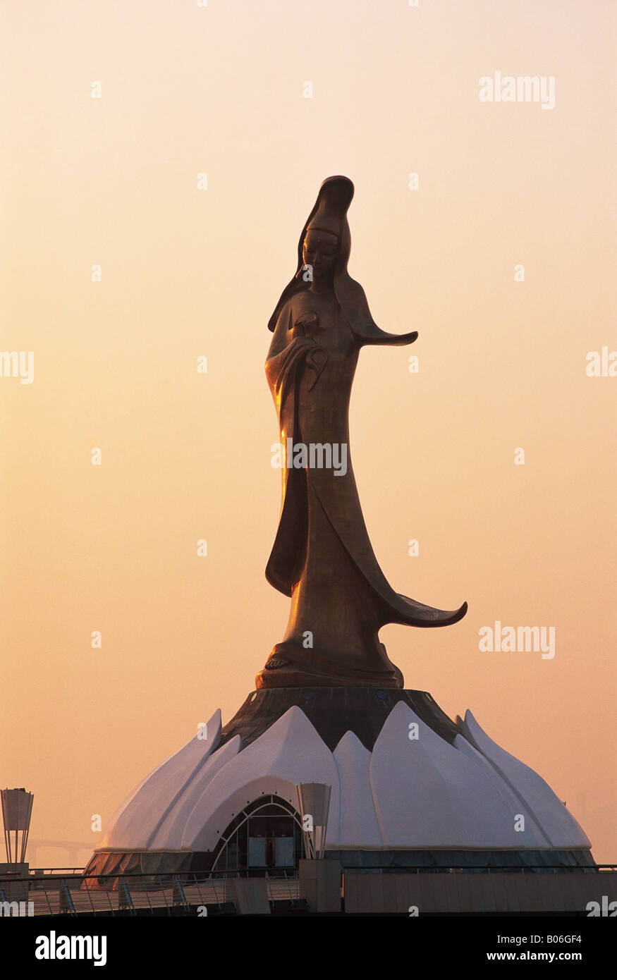 China, Macau, Goddess of Mercy Statue at Dawn Stock Photo