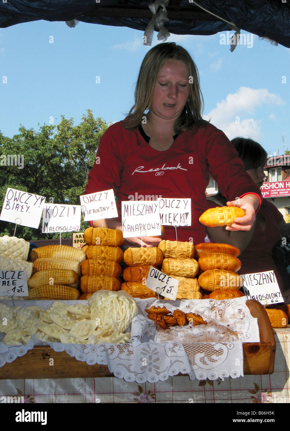 Poland Zakopane town Tatras Mt Krupowki Street Oscypki cheese food Stock Photo