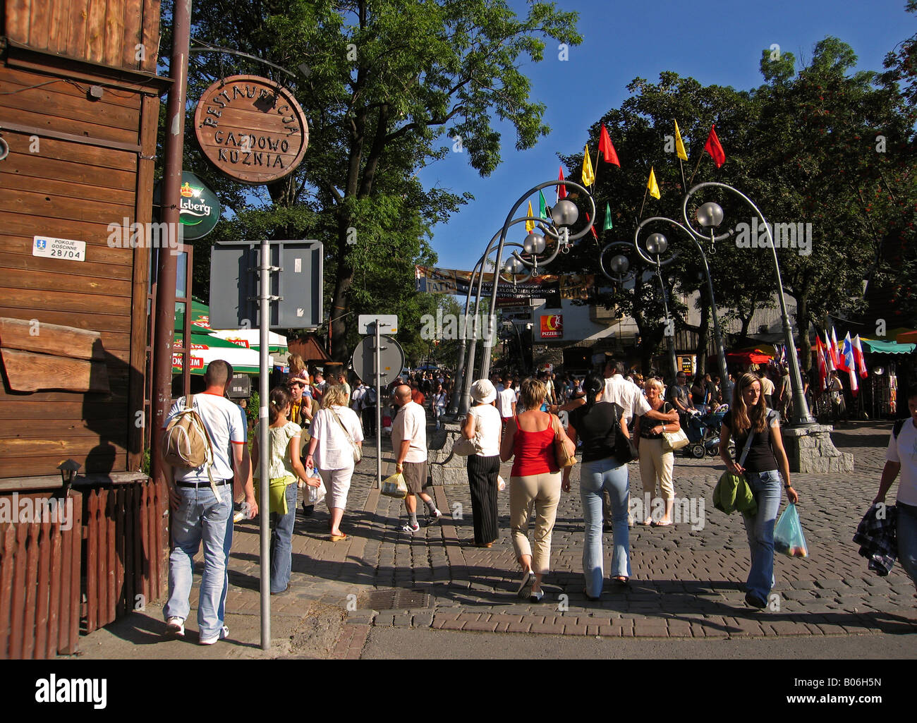 Poland Zakopane town Tatras Mt Krupowki Street Stock Photo