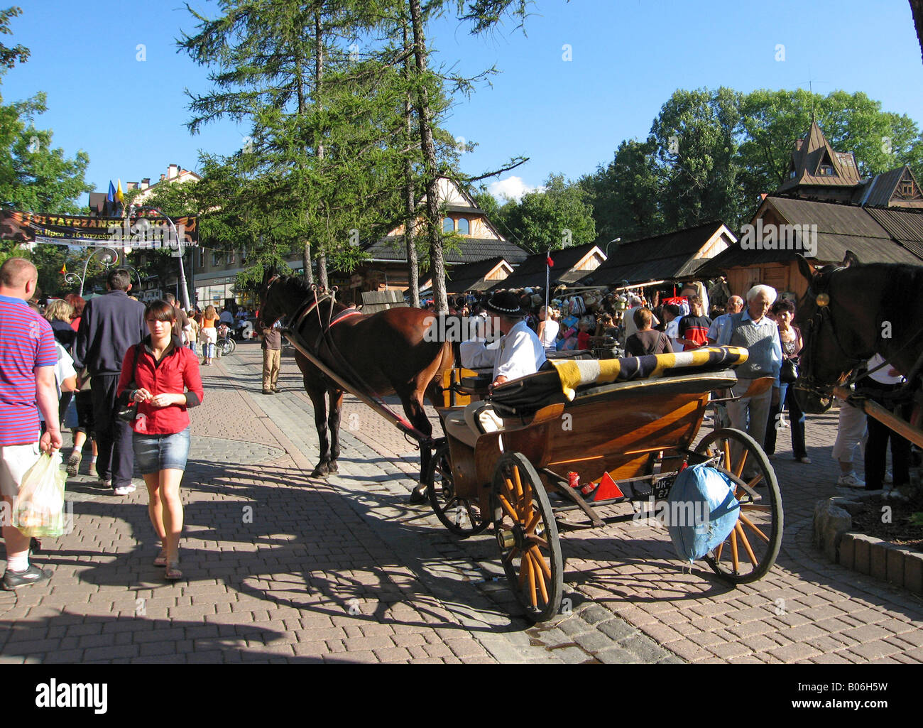 Poland Zakopane town Tatras Mt Krupowki Street Stock Photo