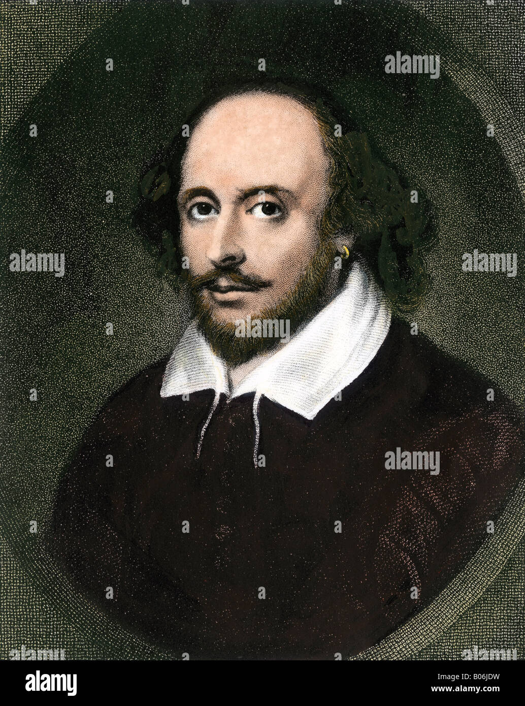 William Shakespeare. Hand-colored steel engraving Stock Photo