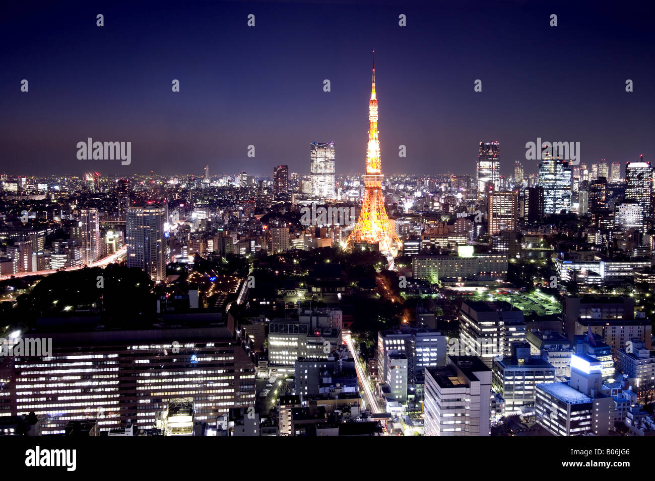 View of Tokyo at dusk Stock Photo