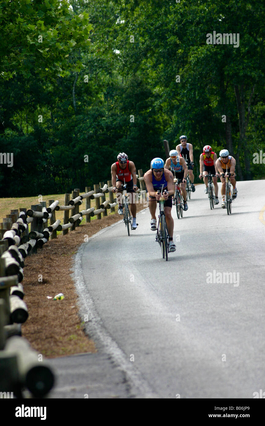 Male Triathlon Bicyclists at the Disney 70.3 Mile Ironman in Orlando Florida USA U S Fl Stock