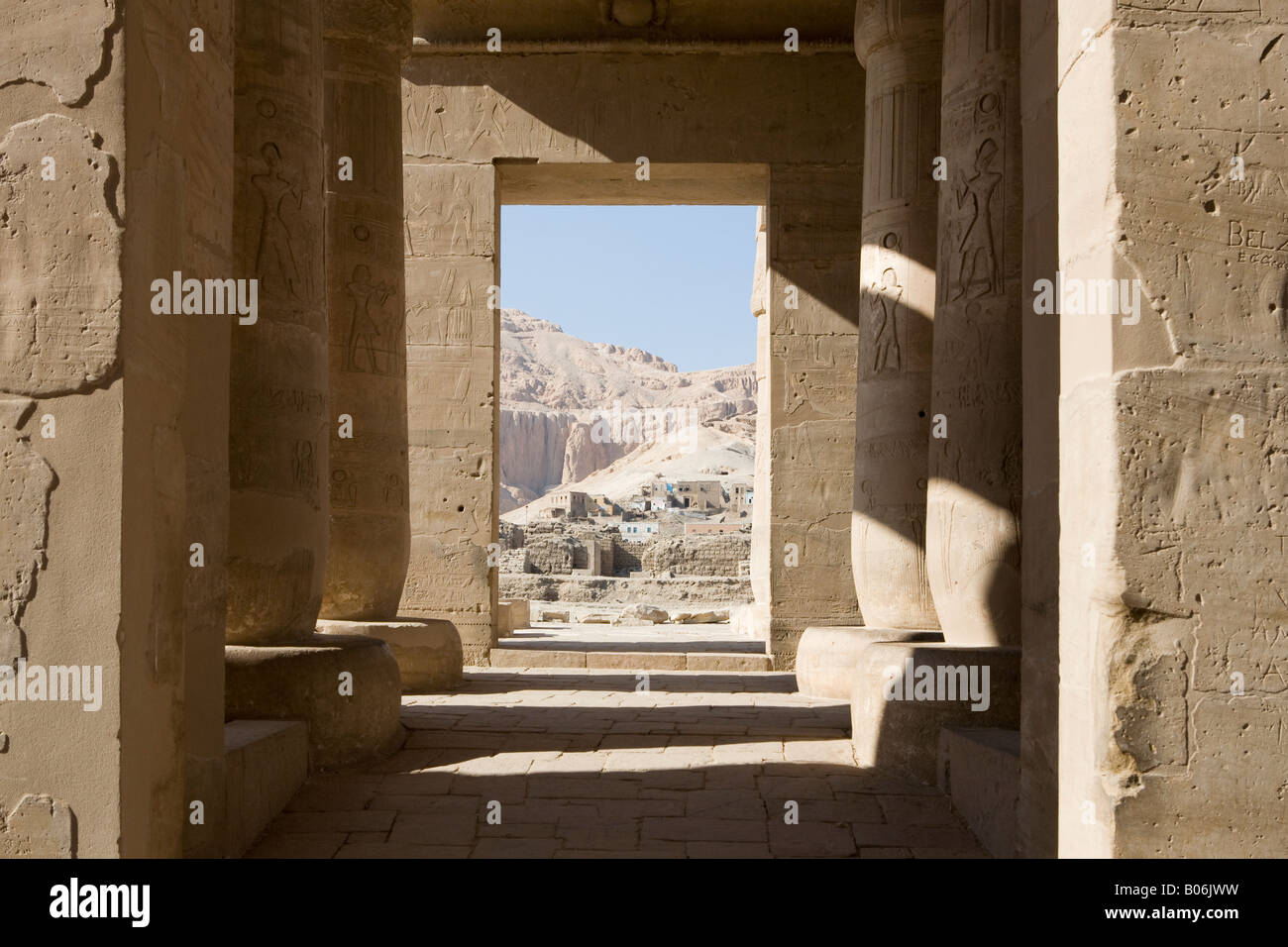 The Ramasseum, Mortuary Temple of Ramesses II on West Bank of the Nile at Luxor, Egypt, North Africa Stock Photo