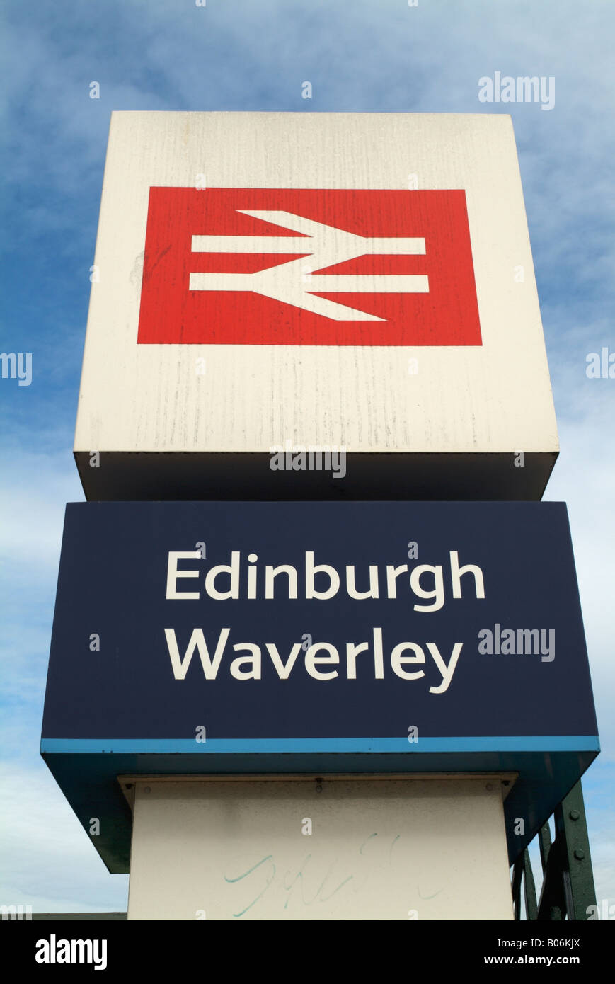 Entrance sign to Edinburgh Waverley railway station Stock Photo