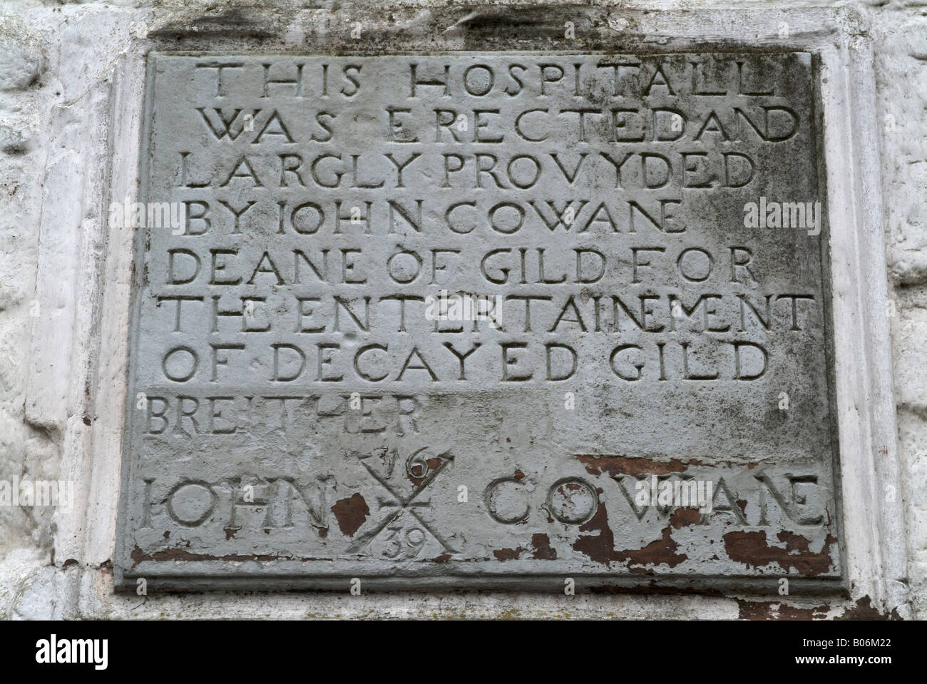 Commemorative plaque to John Cowane, Stirling Stock Photo
