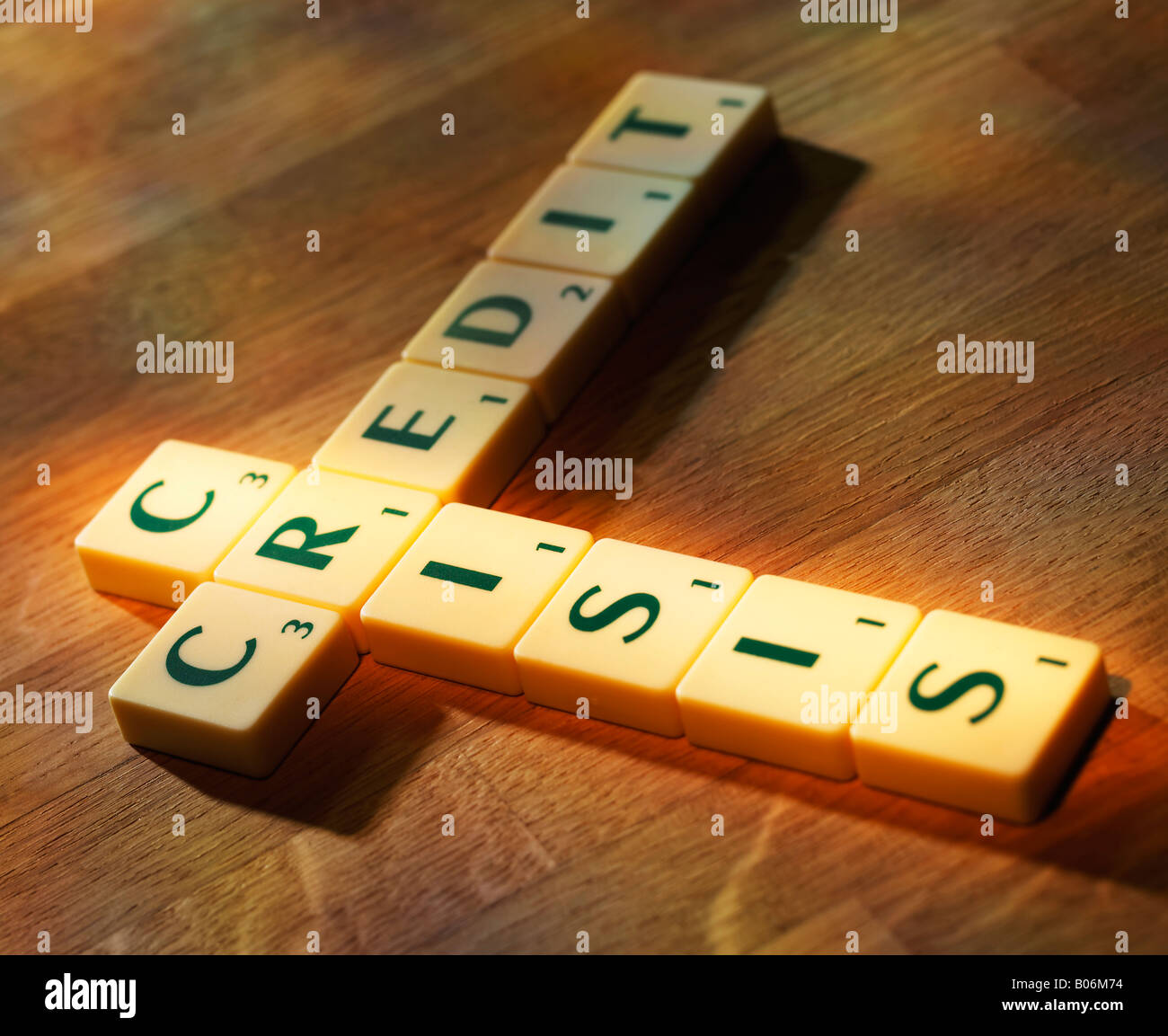 SCRABBLE LETTERS SPELLING THE WORDS CREDIT CRISIS Stock Photo