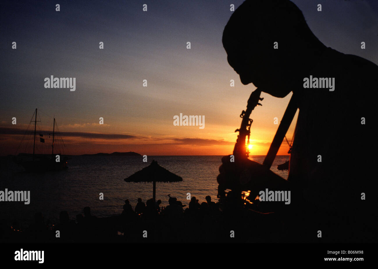 Man playing sax at Sunset Cafe del Mar Sant Antoni del Portmany