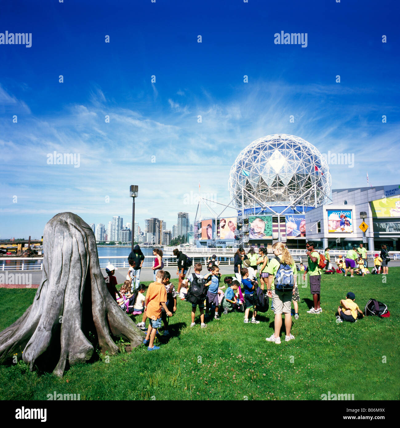 School Children on a Field Trip to visit Telus World of Science in Vancouver, British Columbia, Canada -Archival Image Stock Photo