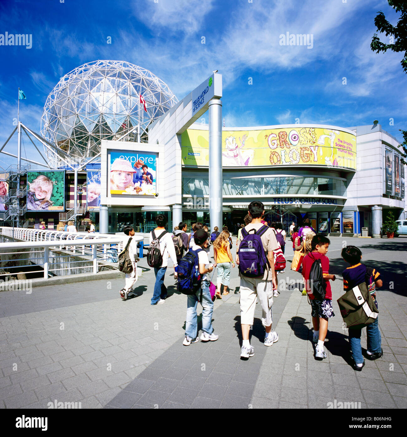 School Children on a Field Trip to visit Telus World of Science in Vancouver, British Columbia, Canada - Archival Image Stock Photo