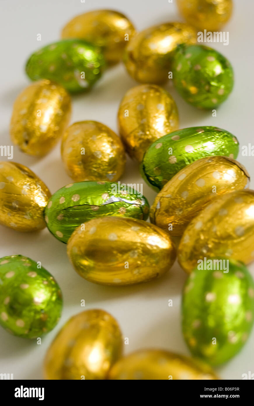 Green and gold foil covered chocolate