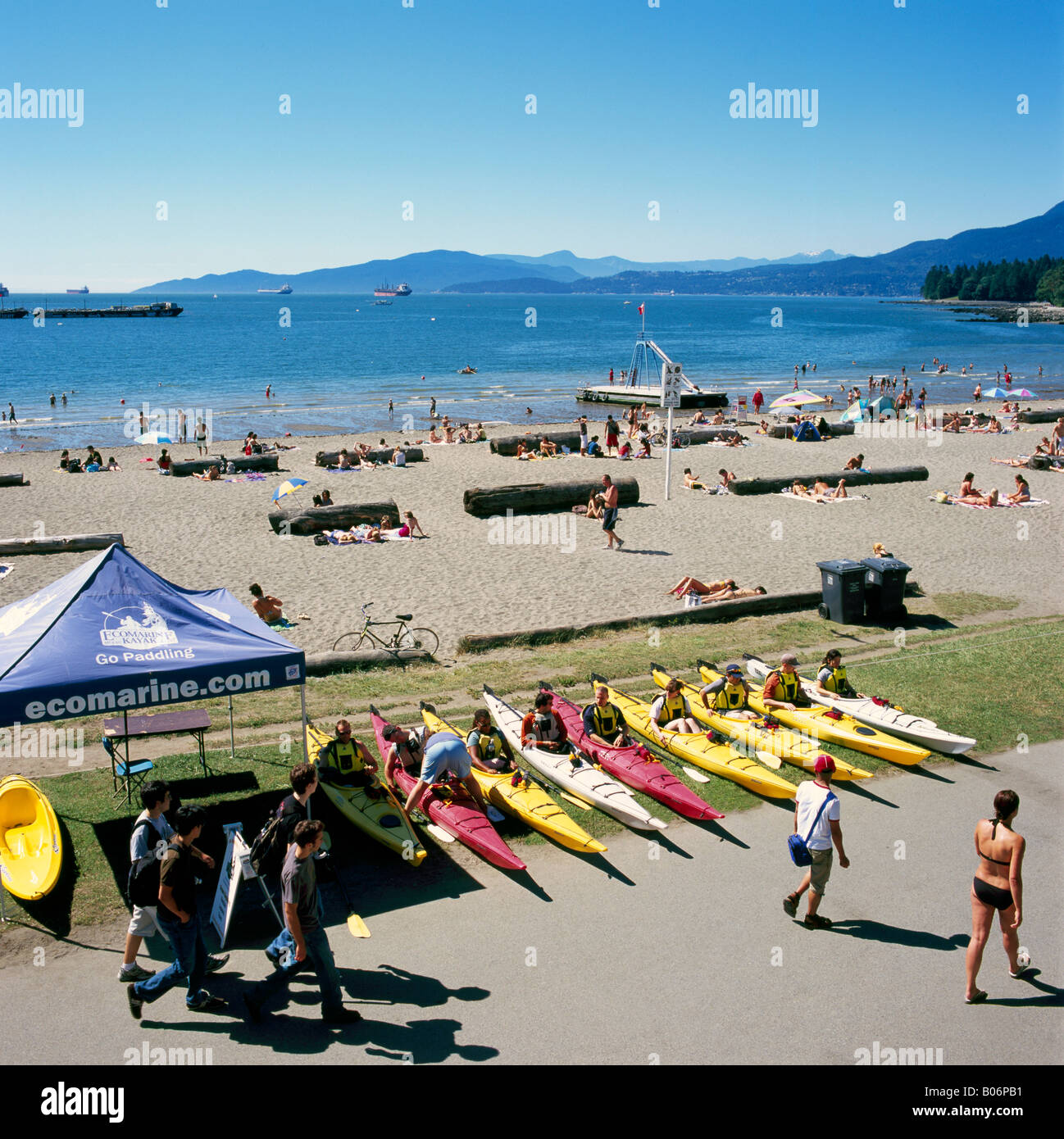 Summer Beach Activities and Kayak Rentals at English Bay (First Beach
