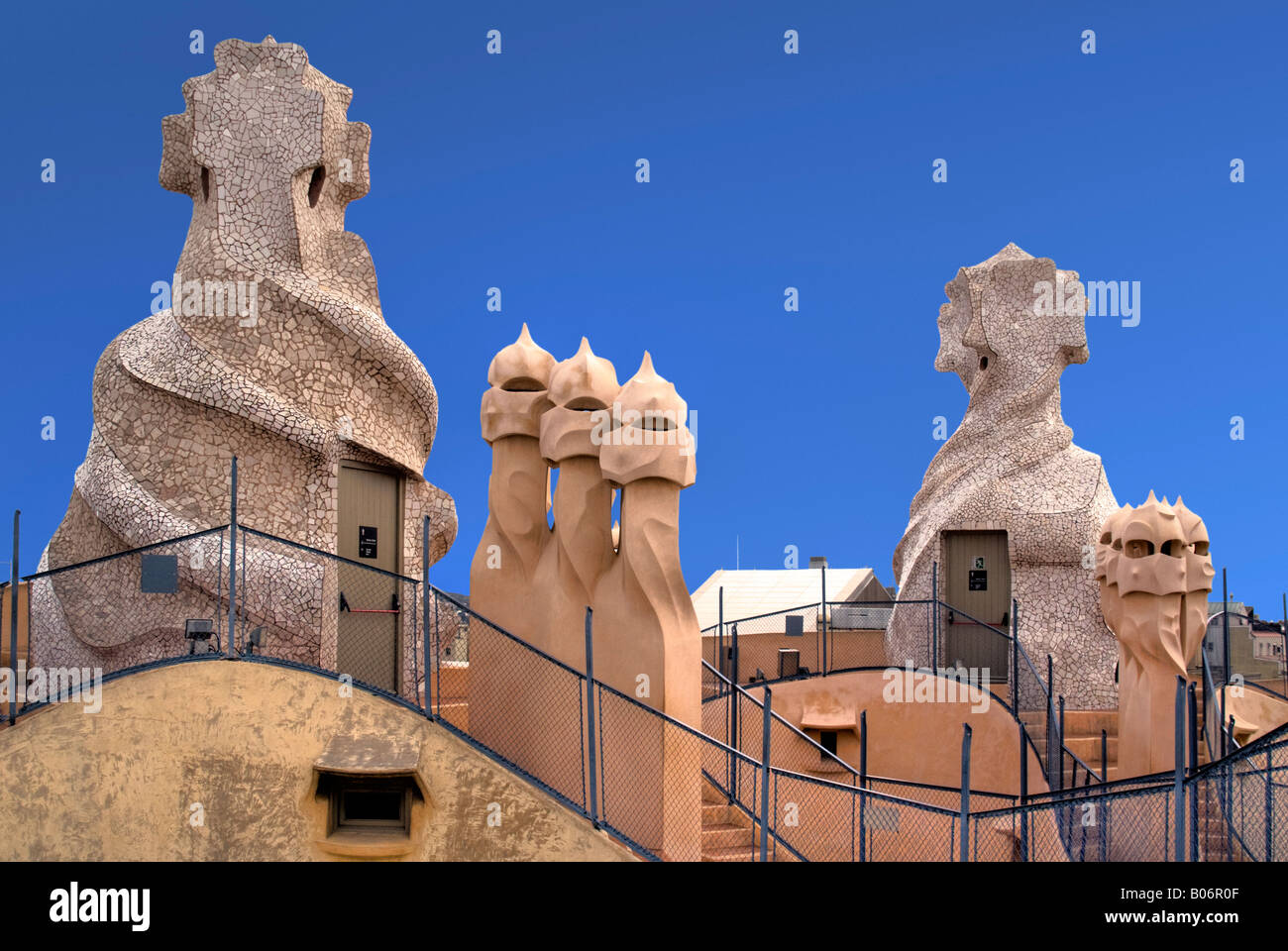 Gaudi's La Pedrera Rooftop, Barcelona, Spain, EU Stock Photo