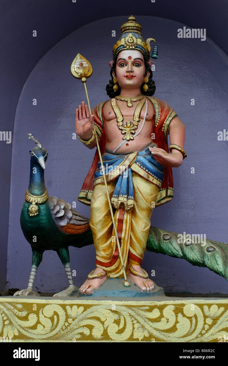 Statue of Karthikeyan , son of the Hindu God Shiva at a temple in Stock