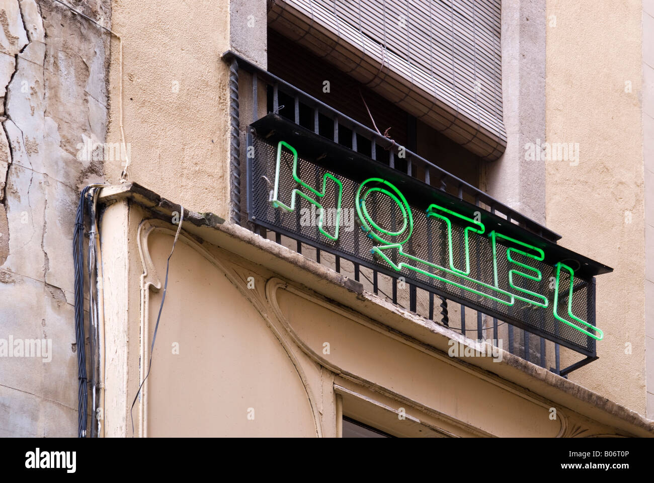 Back street hotel Barcelona Spain Somehow not very inviting Stock Photo