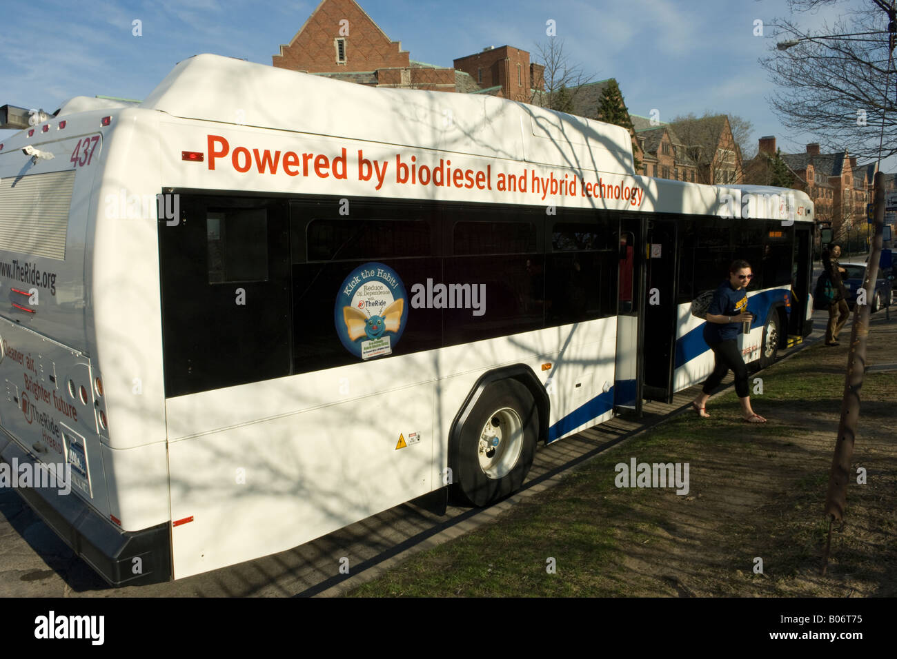 Biodiesel hybrid bus in Ann Arbor Michigan USA Stock Photo Alamy