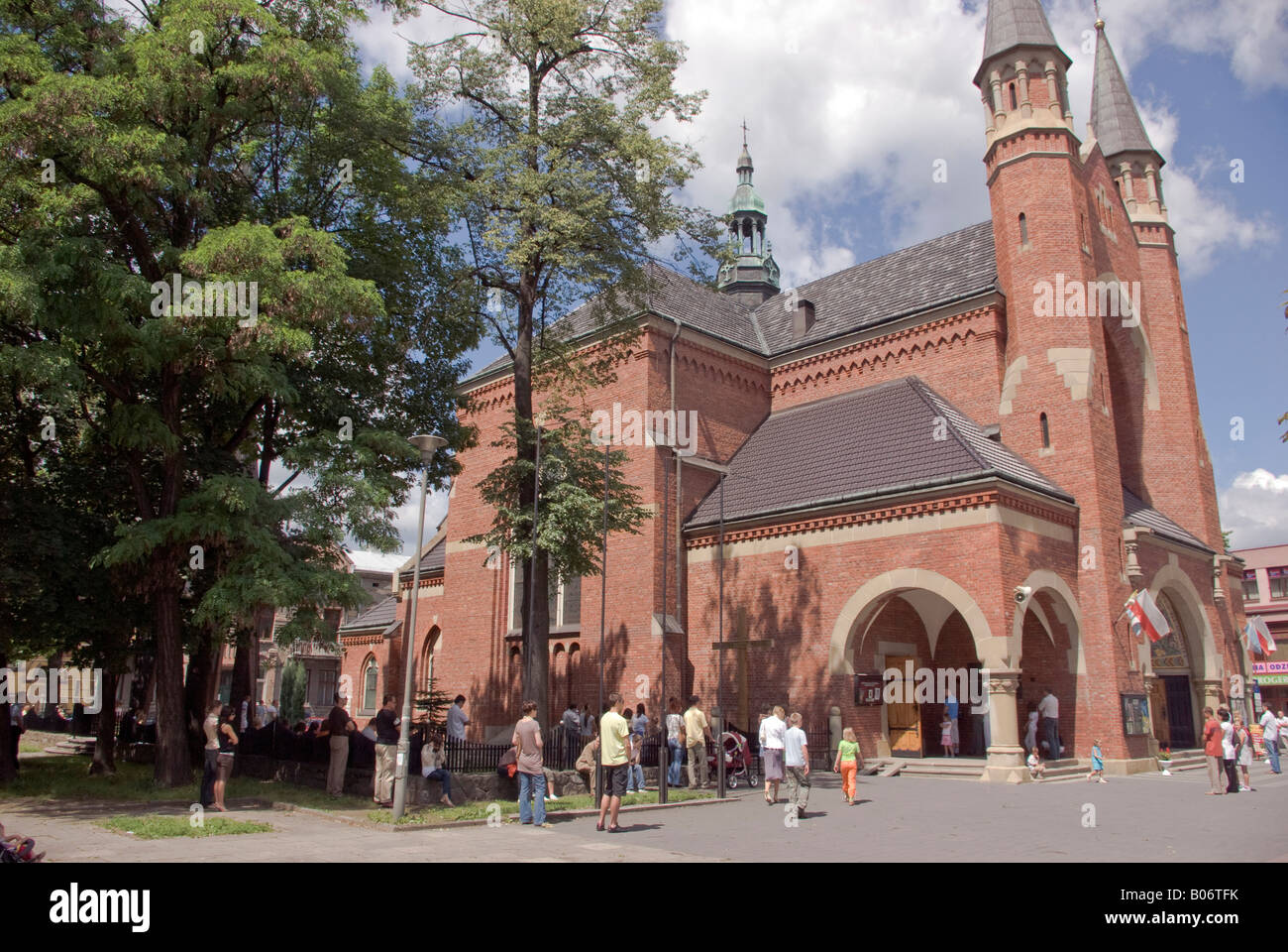 Europe, Poland, Nowy Sacz, St. Kazimierza Church and overflow of