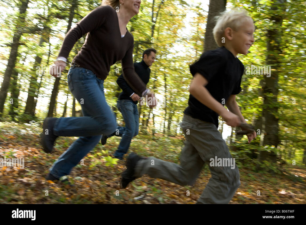 Family, nature and fitness Stock Photo