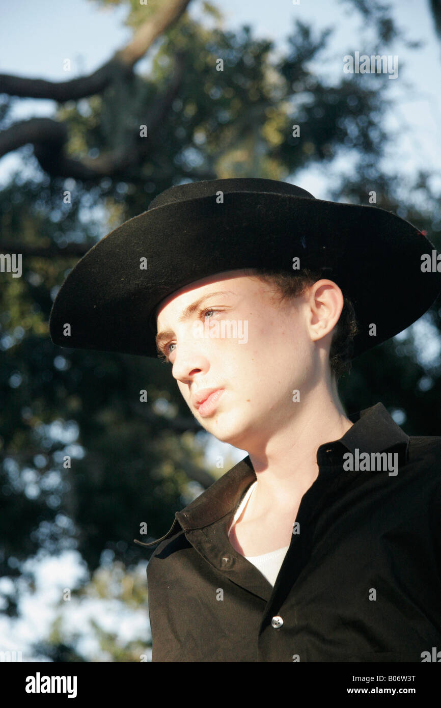 Boy in cowboy hat Stock Photo