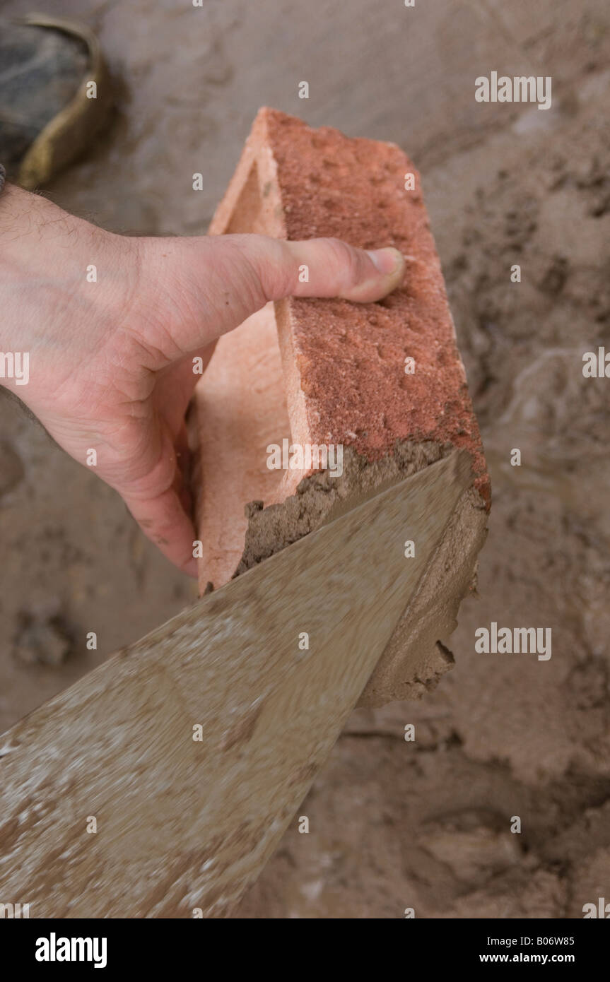 DIY How to build a brick wall Stock Photo Alamy