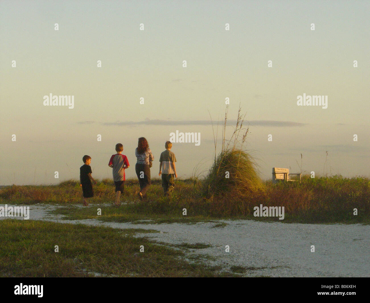 Family on beach Stock Photo