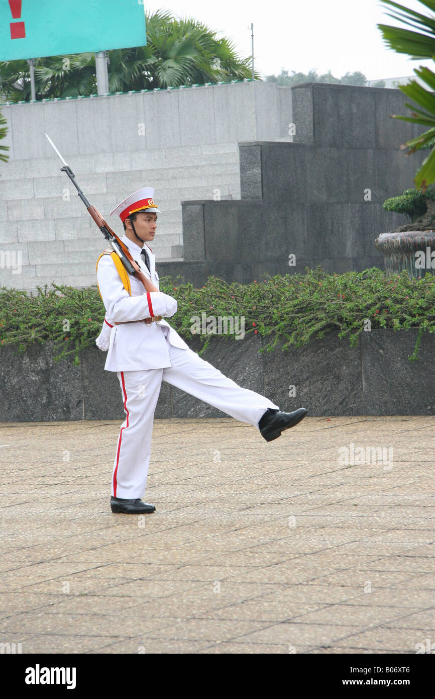 Hanoi Ho Chi Minh Guard in white Stock Photo